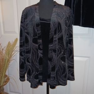 Elementz 2pc Rhinestone Suit Jacket/Skirt L Blk/Silver